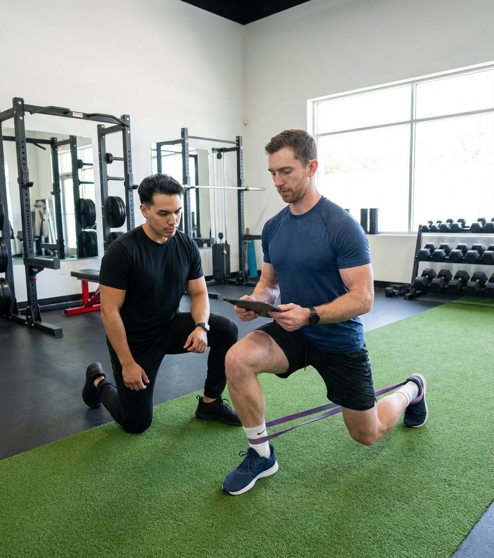 Patient working with a provider at a performance physical therapy clinic in Tampa